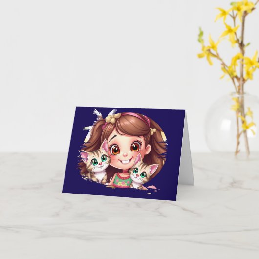 Joyful Moments with My Kitties カード (黄色い花)