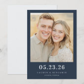 Joyful Navy Contemporary Photo セーブザデート (正面/裏面)