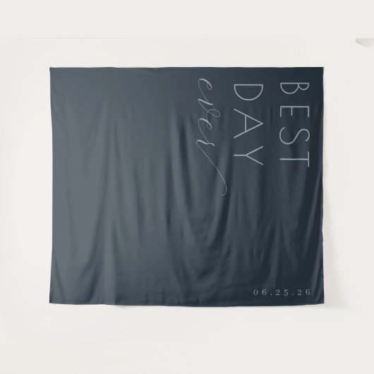 Joyful Navy Minimalist Celebration Sign タペストリー (正面(横))