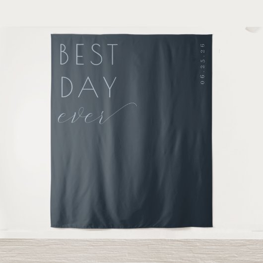 Joyful Navy Minimalist Celebration Sign タペストリー (正面)