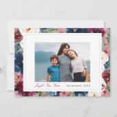 Joyful New Year Burgundy and Navyフローラ写真 シーズンカード (正面)