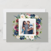 Joyful New Year Burgundy and Navyフローラ写真 シーズンカード (裏面)