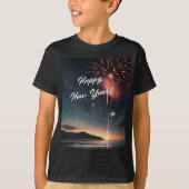 Joyful New Year Fireworks ScriptタイポグラフィKids Tシャツ (正面)