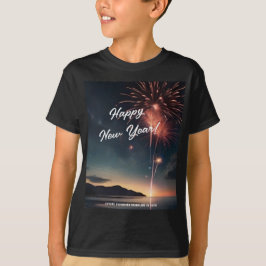 Joyful New Year Fireworks ScriptタイポグラフィKids Tシャツ