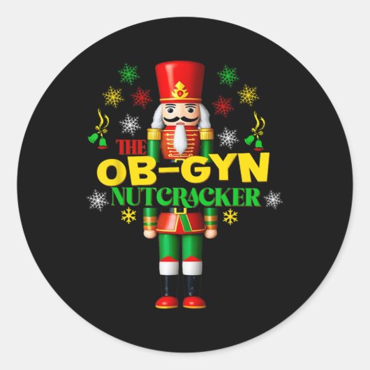 Joyful Nutcracker Ob-gyn Fun Festive Christmas Gyn ラウンドシール (正面)