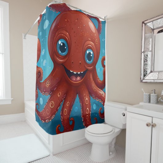 Joyful Octopus:シャワーお洒落ディライトバスルーム シャワーカーテン (インサイチュ)