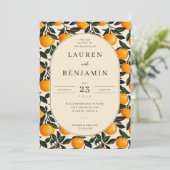 Joyful Orange Floral Wedding Invitation 招待状 (スタンド正面)