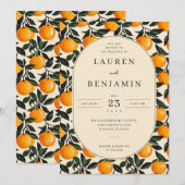 Joyful Orange Floral Wedding Invitation 招待状 (正面/裏面)