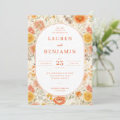 Joyful Peach Floral Wedding Invitation 招待状 (スタンド正面)