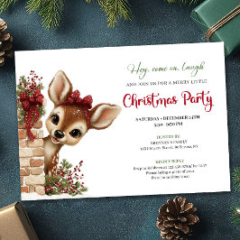 Joyful peeking reindeer instant download invite 招待状