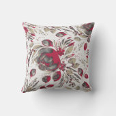 Joyful Peonies - Beige & Viva Magenta on White クッション (裏面)