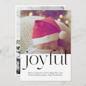 Joyful Photo パーソナライズされた Christmas白黒 シーズンカード (正面/裏面)