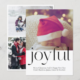 Joyful Photo パーソナライズされた Christmas白黒 シーズンカード