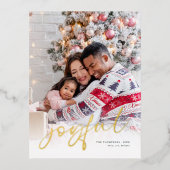 Joyful Photo Overlay Name 実在 Christmas  箔シーズンポストカード (正面)