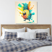 Joyful Pineappleアートワーク キャンバスプリント (インサイチュ (寝室))