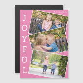 Joyful Pink Kids Photo Cute Christmas Magnet Card (正面/裏面)