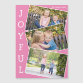 Joyful Pink Kids Photo Cute Christmas Magnet Card (正面)
