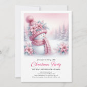 Joyful Pink Snowman Kids Download Christmas Invite 招待状 (正面)