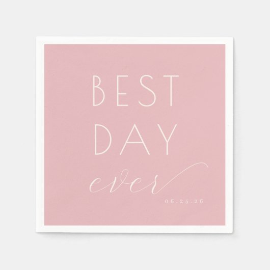 Joyful Pink Typographic Celebration スタンダードカクテルナプキン (正面)