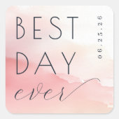 Joyful Pink Watercolor Wedding Sticker スクエアシール (正面)