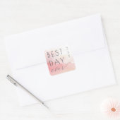 Joyful Pink Watercolor Wedding Sticker スクエアシール (封筒)