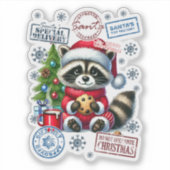 Joyful Raccoon Celebrates Christmas! シール (正面)