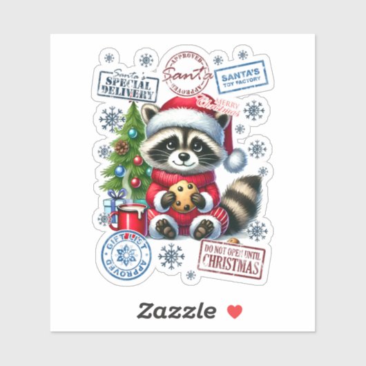 Joyful Raccoon Celebrates Christmas! シール (シート)