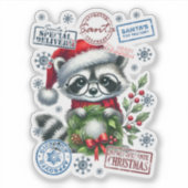 Joyful Raccoon Celebrates the Holidays シール (正面)