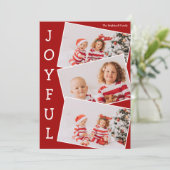 Joyful Red 3家族フォトコラージョスモダンクリスマス シーズンカード (スタンド正面)