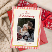 Joyful Red Bow One Family Photo 箔シーズンカード