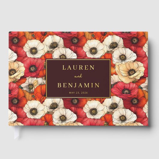 Joyful Red Floral Poppy Celebration ゲストブック (正面)