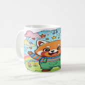 Joyful Red Panda Music & Rainbow Mug - Cute Animal コーヒーマグカップ (正面左)