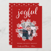 Joyful Red Script Snowflake Frameの写真 シーズンカード (正面/裏面)