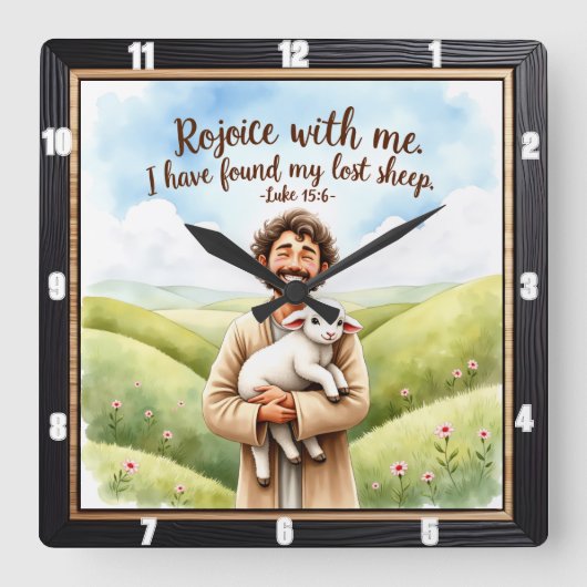 Joyful Reunion: Shepherd's Embrace スクエア壁時計 (正面)
