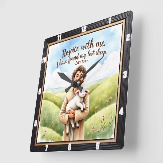 Joyful Reunion: Shepherd's Embrace スクエア壁時計 (傾斜)