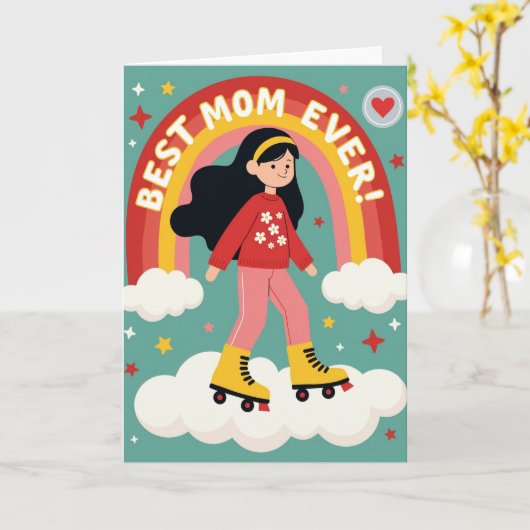 Joyful Roller Skate Rainbow Card カード (黄色い花)