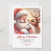 Joyful Santa And Rudolph Merry Christmas Greeting  シーズンカード (正面)