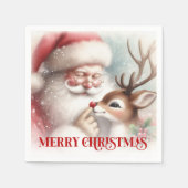 Joyful Santa Claus Rudolph Holiday Party Dinner  スタンダードカクテルナプキン (正面)