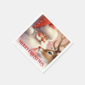 Joyful Santa Rudolph Festive Table Napkins スタンダードカクテルナプキン (角)