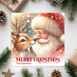 Joyful Santa Rudolph Personalized Christmas Kids  ジグソーパズル