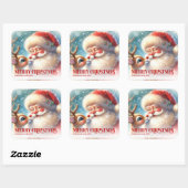 Joyful Santa Rudolph Personalized Christmas Kids   スクエアシール (シート)