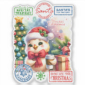 Joyful Santa Sack With Holiday Decor シール (正面)