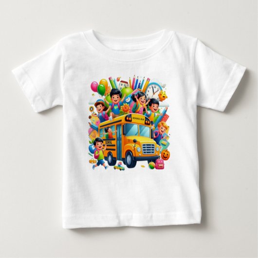 Joyful School Ride: School Bus Adventure ベビーTシャツ (正面)