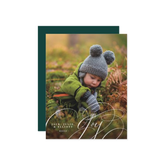 Joyful Scriptハッピーフォトホリデーカード シーズンカード (正面/裏面インサイチュ)