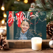 Joyful Scriptモダンタイポグラフィクリスマスフォト シーズンカード