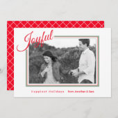 Joyful Script モダン Photoミニマル Christmas シーズンカード (正面/裏面)