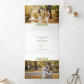 Joyful Script Botanical 2-Photo w金ゴールド・フレーム 三つ折りクリスマスカード (内部)