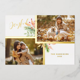 Joyful Script Botanical 2-Photo w金ゴールド・フレーム 箔シーズンカード