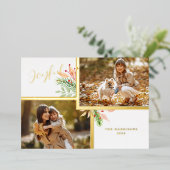 Joyful Script Botanical 2-Photo w金ゴールド・フレーム 箔シーズンカード (立ち正面)
