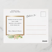 Joyful Script Botanical 2-Photo w金ゴールド・フレーム 箔シーズンポストカード (裏面)